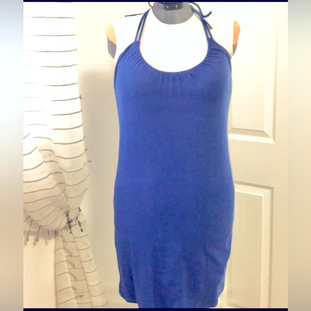 Comfortable royal blue, bra top halter dress